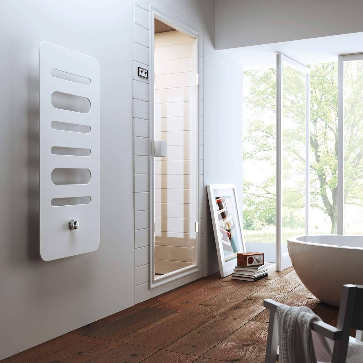 Radiatore Cordivari Design GIULY VERTICALE EXTRASLIM acciaio BIANCO R01 1200x520mm - immagine 4