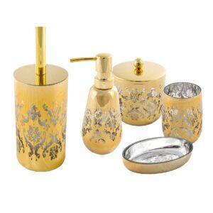 CIPI Set RIALTO ORO 5 pezzi vetro dorato decorato, specchiatura interna Barocco