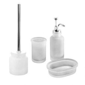 CIPI Set PHARMACY SATIN 4 pezzi in vetro satinato, pompa dispenser in metallo
