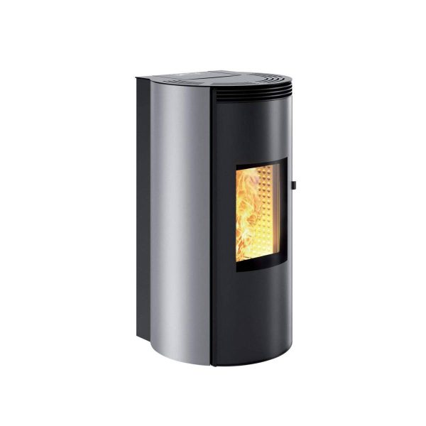 Termostufa pellet Caminetti Montegrappa CUMA MW14 13kW ERMETICA ventilata acciaio