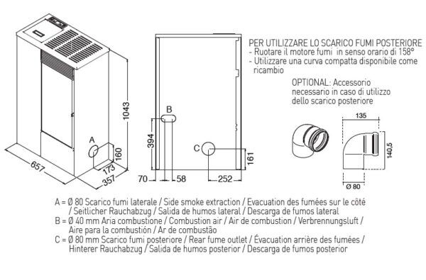 Stufa pellet Eva Calòr SLIM ERMETICA VANESSA 9,5kW acciaio ventilata - immagine 4